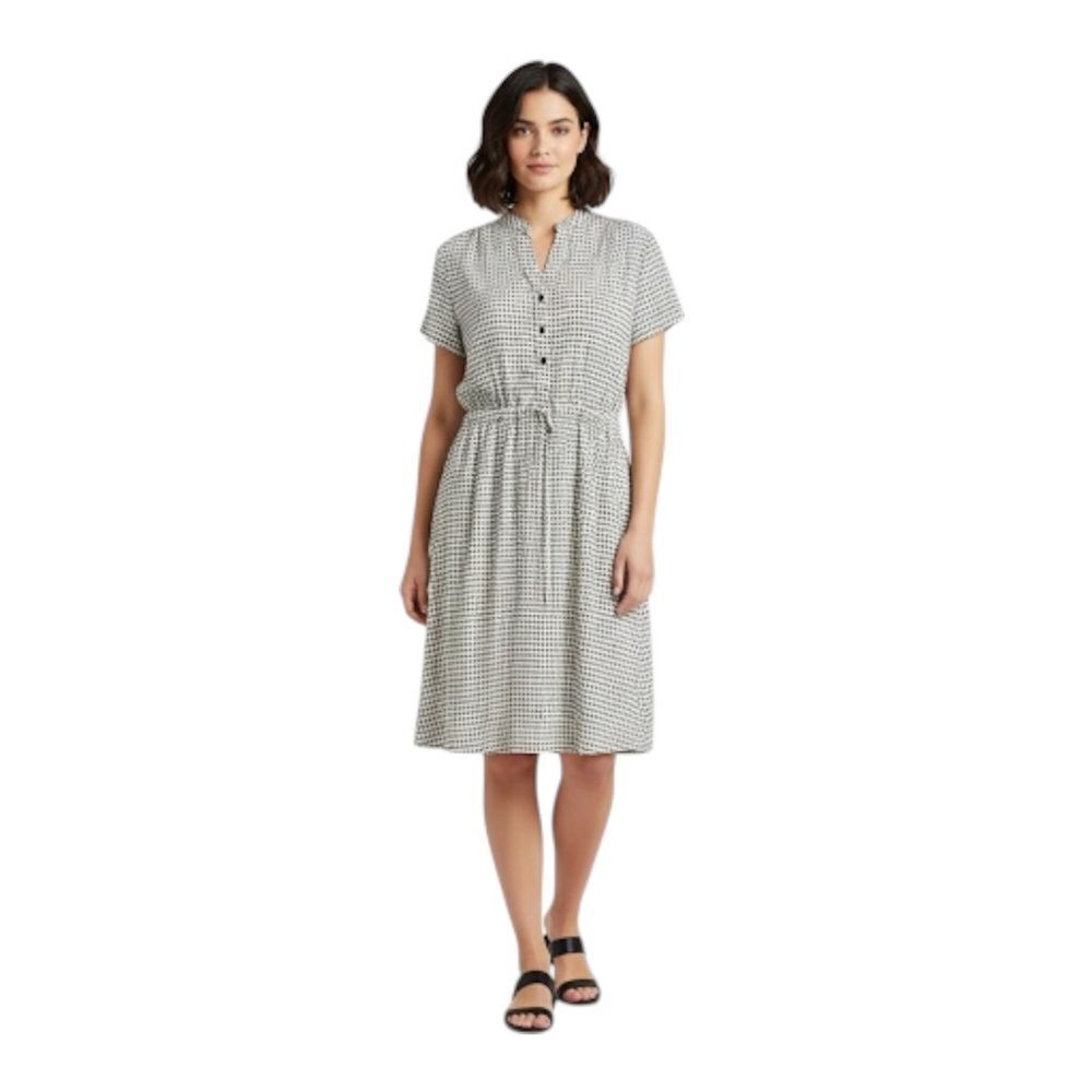 Robert Louis Black and White Cap Sleeves Drawstring Dress